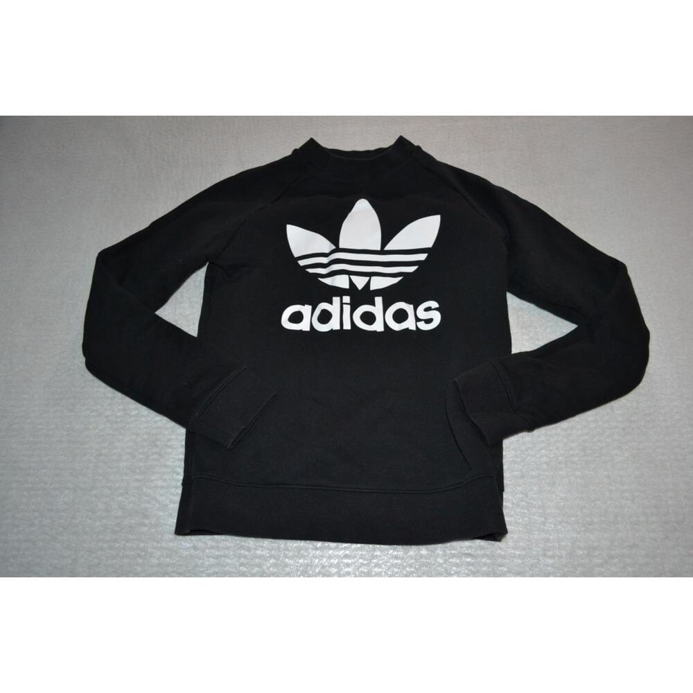 29891 Adidas Sweatshirt Pullover Black Cotton Blend Size XS Girls